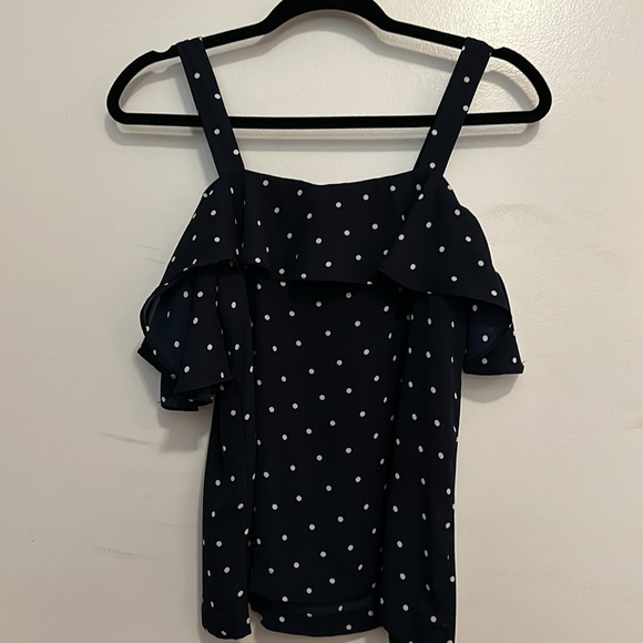 Blouse, polka dots blue and white - Picture 2 of 4